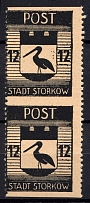 1946 12pf Storkow (Mark), Germany Local Post, Pair (Mi. 14 A Uw, CV $70, MNH)