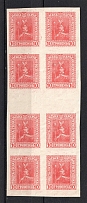 1920 10Г Ukrainian Peoples Republic Ukraine (TWO Sides Printing, Print Error, Gutter-Block, MNH)