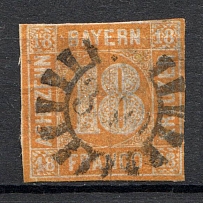 1850-58 Bavaria Germany 18 Kr (CV $325, Canceled)