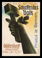 1937 'Exhibition of a Productive People', Dusseldorf, Third Reich Propaganda, Cinderella, Nazi Germany (Overprint)