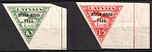 1933 Latvia, Airmail (Mi. 220 - 221, Margins, Signed, CV $200, MNH)