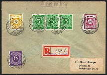 1945 (31 Mar) Soviet Zone, Allied Occupation, Rarity, Registered, Third Reich WWII, German Propaganda, Germany, Cover from Dresden to Loschwitz