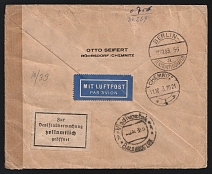 1933 Germany Chemnitz-Rohrsdorf censored cover with Customs seal via Berlin-Moscow-Vladivostok Russian transit mark 