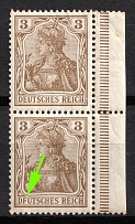 1902 3pf German Empire, Germany, Pair (Mi. 69 + 69 I, 'F' instead 'E', Margin)