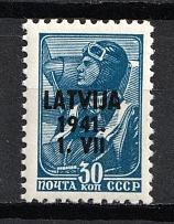 1941 30k Latvia, German Occupation, Germany (RRR, White Thick Paper, Mi. 5 x, Signed, CV $290, MNH)