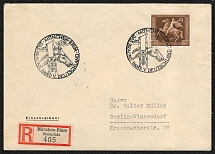 1938 Registered cover franked with Sc B119 on 31 July 1938. Posted at the Munich-Riem Race Track
