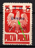 1945 3zl on 25gr Republic of Poland (Fi. 354 B10, Letter 'e' Closed, 'Gniezno', MNH)