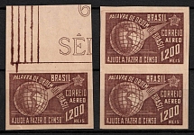 1941 1200r Brazil, Airmail (Mi. 539 var, Imperforate, Full Set)
