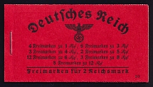 1939 Compete Booklet with stamps of Third Reich, Germany, Excellent Condition (Mi. MH 38.2, CV $330)