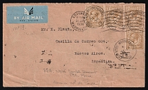 1936 Great Britain, Airmail cover, Coventry - Buenos Aires via Paris, franked by Mi. 4x 140X