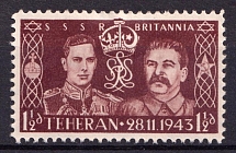Anti-British and Anti-Soviet Propaganda, King George VI and Stalin, Teheran, German Forgery (Mi. 2, CV $260)