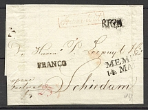 1837 Cover from Memel to Schiedam, Netherlands (Dobin 1.02b - R6)