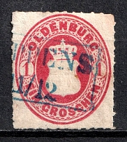 1862 1gr Oldenburg, German States, Germany (Mi. 17 A, Canceled, CV $30)
