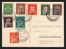 1946 (19 Apr) Lubbenau (Spreewald), Germany Local Post, Postcard to Marburg (Lahn) (Mi. 1 B - 8 B, Full Set, CV $210)