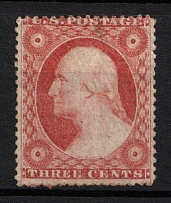 1857 3c Washington, United States, USA (Scott 26, Dull Red, Type III, CV $70)