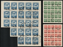 1924 Airmail, Soviet Union, USSR, Russia, Sheets (Zv. 60 - 61, 63, CV $240, Canceled, CTO)