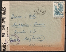 1946 France, Military Censored Civil Cover to British Occupation Zone in Germany franked with 10fr (Mi. 764)