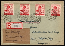 1944 Four singles of Scott No. B286 postally used on mail cancelled Neuinarkt