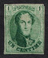 1861 1c Belgium (Sc. 9, CV $140)