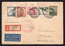 1936 (3 May) Germany, Hindenburg airship Registered airmail cover from Frankfurt to Wiesbaden, 1st flight to North America 'Frankfurt - Lakehurst' (Sieger 406 D)