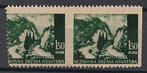 1.5k Croatia, Pair ND (MISSED+SHIFTED Perforation, Print Error, MNH)