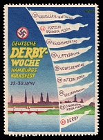 'Deutsche Derby Festival', Swastika, Hamburg, Third Reich Propaganda, Cinderella, Nazi Germany (MNH)