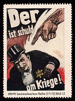 'It's his Fault on War!', Third Reich Anti-Jewish Propaganda, Cinderella, Nazi Germany, 'JDEPE' Collective Stamps, Image 12
