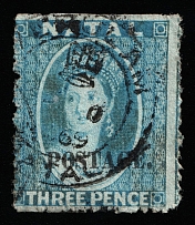 1869 3p Natal, Africa, British Colonies (SG 54, Canceled, CV $80)