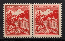 10gr For the Reconstruction of Health House, Poland, Non-Postal, Cinderella, Pair (MNH)