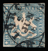 1860 18k Wurttemberg, German States, Germany (Mi 15, Canceled, CV $2,150)