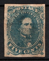 1862 5с Confederate States of America, United States (Sc. 4a, Stone 2, CV $280)