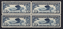 1927 10c Air Post Stamps, United States, USA, Block of Four (Scott C10, Full Set, CV $80, MNH)
