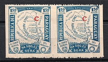 1932-36 1.5p Paraguay, Pair (MISSED Perforation, Print Error)