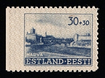 1941 30k+30k German Occupation of Estonia, Germany (Mi. 6 var, MISSING Perforation, Margin, Signed, MNH)