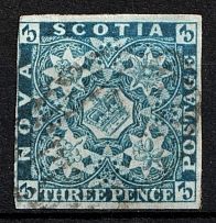 1851-60 3p Nova Scotia, Canada (SG 4, Canceled, CV $200)