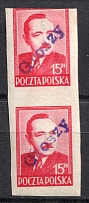 1950 15zl Poland, Overprint 'Grosszy', Pair (Imperforated)
