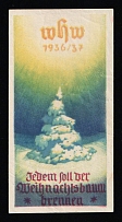 1936-1937 'Everyone's Christmas Tree Should Burn', Propaganda Label, Third Reich Nazi Germany