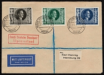 1944 German Official Mail Prealps cover to Hamburg franked with Commemoratives honoring Hitler’s 54