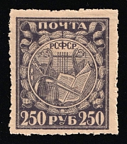 1921 250r RSFSR, Russia (Zag. 10 var, Ordinary Paper, Local Perforation, MNH)