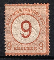 1874 9 on 9kr German Empire, Large Breast Plate, Germany (Mi. 30, Signed, CV $140)