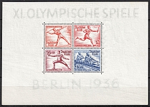 1936 Third Reich, Germany, Souvenir Sheet (Mi. Bl. 6 X, CV $160, MNH)