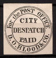 1846-47 2c D.O. Blood & Co., City Despathch Post, Philadelphia, United States, Locals (Sc. 15L8, CV $110)