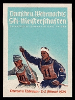 1939 'German Ski Championships', Thuringe, Third Reich Propaganda, Cinderella, Nazi Germany (MNH)