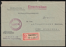 1946 (15 Jul) Zones of Occupation, Germany, Registered Official cover from Management of the German Camp in Regensburg to Munich