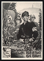 1938 'We Did it! Alcht is Free! Heil Hitler!', Propaganda Postcard, Third Reich Nazi Germany