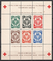 1945 Dachau, Red Cross, Polish DP Camp (Displaced Persons Camp), Poland, Souvenir Sheet (Perf, no Watermark)