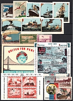 France Navy, Ships Military, Stock of Cinderellas, United States, Europe Non-Postal Stamps, Labels, Advertising, Charity, Propaganda, Full Sheets (#119B)
