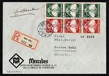 1936 A postally used, registered commercial cover from the Mercedes Office of Machine Works