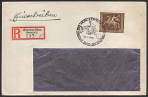 1938 (30 Jul) Third Reich, Germany, Registered cover from Munich to Chemnitz franked with Mi. 671 (CV $110)