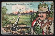 1914-18 'Shelling of Antwerp' WWI European Caricature Propaganda Postcard, Europe
